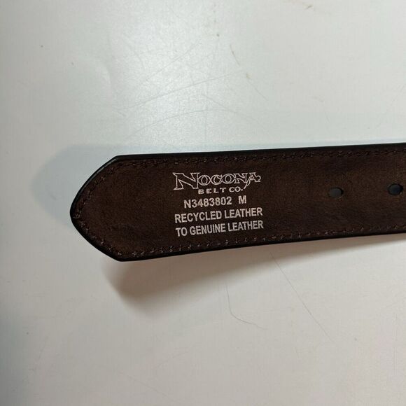 Nocona Leather Belt With Buckle Brown Embossed Cross Men’s Medium - Picture 7 of 8